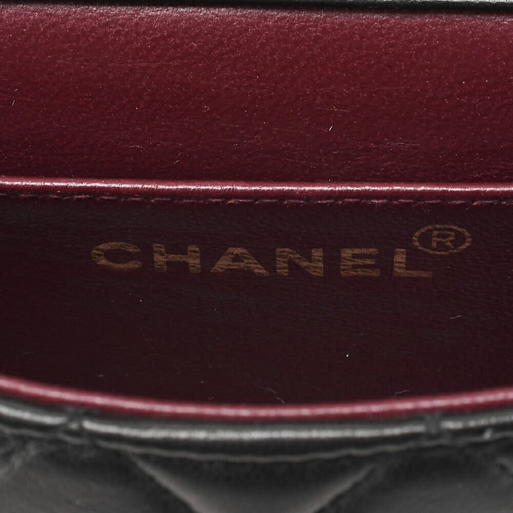 CHANEL Lambskin Minimat Telass? Parent-Child Bag Child Only Handbag Black Gold-Tone Hardware, Pre-Owned