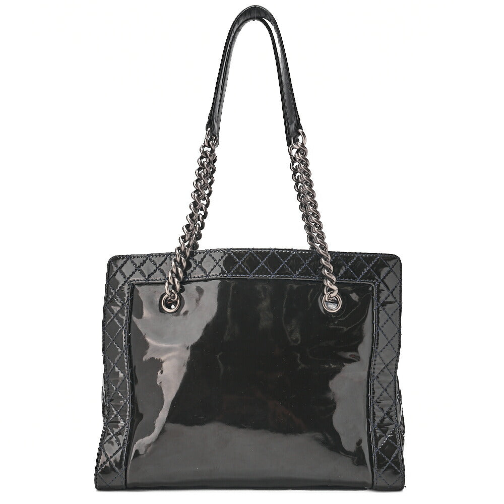 CHANEL Enamel Boy Chanel Chain Tote Bag Black Gunmetal-Tone Hardware, Pre-Owned