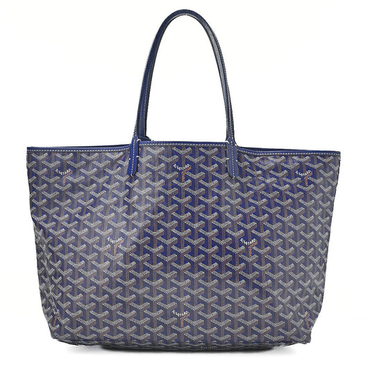 GOYARD Saint Louis PM Tote Bag Coated Canvas Navy Silver-Tone Hardware, Pre-Owned