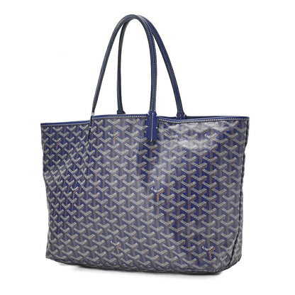 GOYARD Saint Louis PM Tote Bag Coated Canvas Navy Silver-Tone Hardware, Pre-Owned