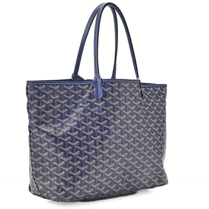 GOYARD Saint Louis PM Tote Bag Coated Canvas Navy Silver-Tone Hardware, Pre-Owned