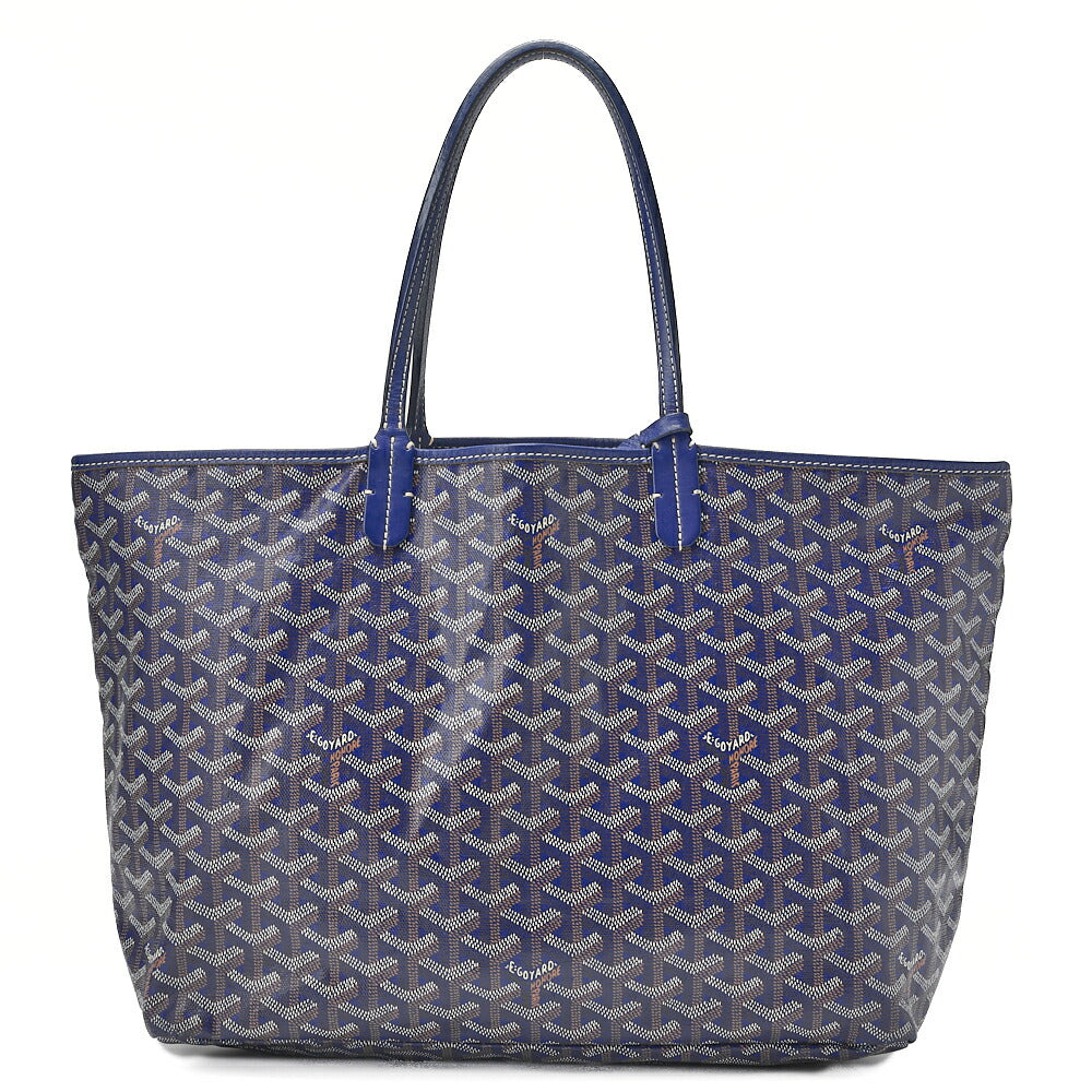 GOYARD Saint Louis PM Tote Bag Coated Canvas Navy Silver-Tone Hardware, Pre-Owned