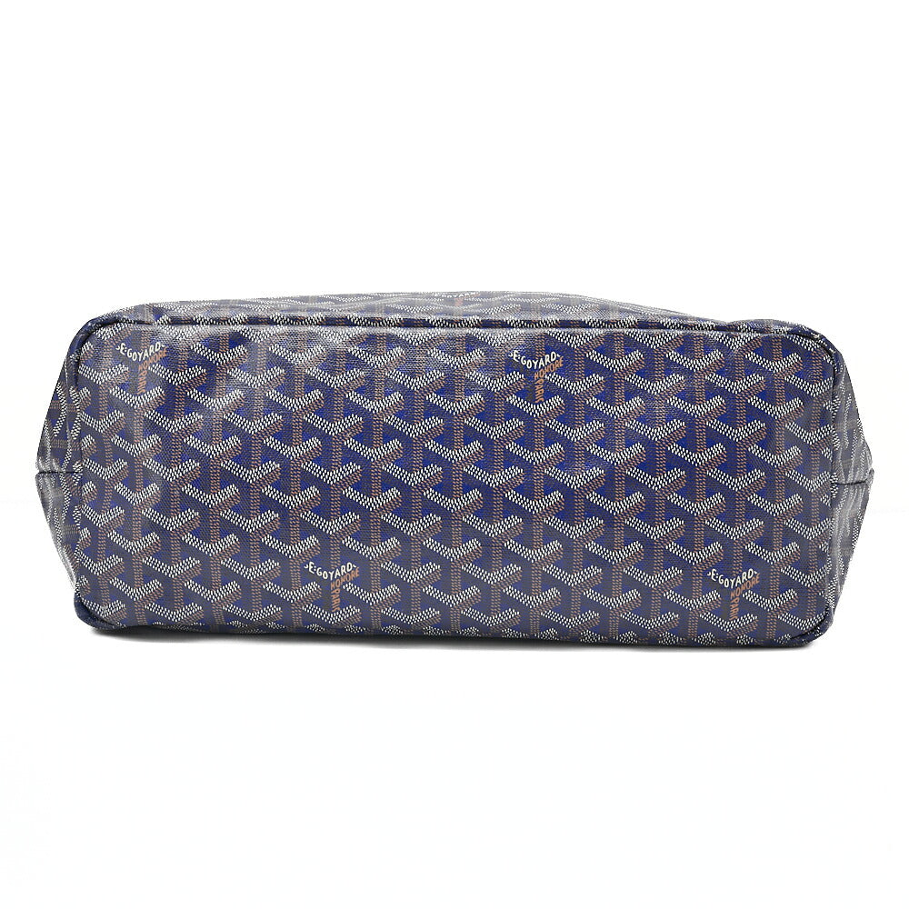 GOYARD Saint Louis PM Tote Bag Coated Canvas Navy Silver-Tone Hardware, Pre-Owned