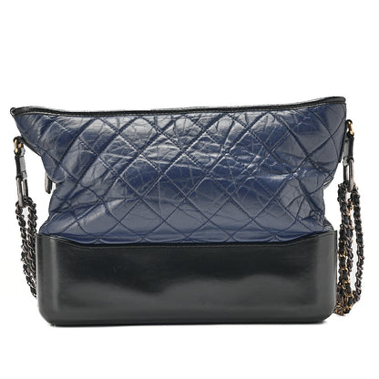 CHANEL Vintage Calf Gabrielle du Chanel Large Chain Shoulder Black X Navy Gold x Silver-Tone Hardware, Pre-Owned