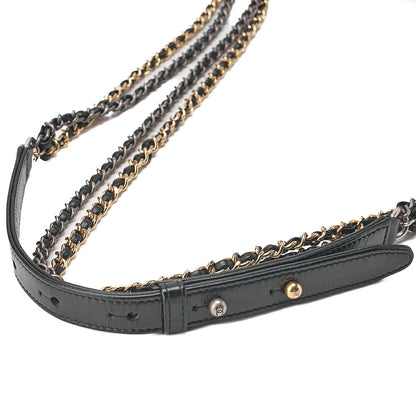 CHANEL Vintage Calf Gabrielle du Chanel Large Chain Shoulder Black X Navy Gold x Silver-Tone Hardware, Pre-Owned
