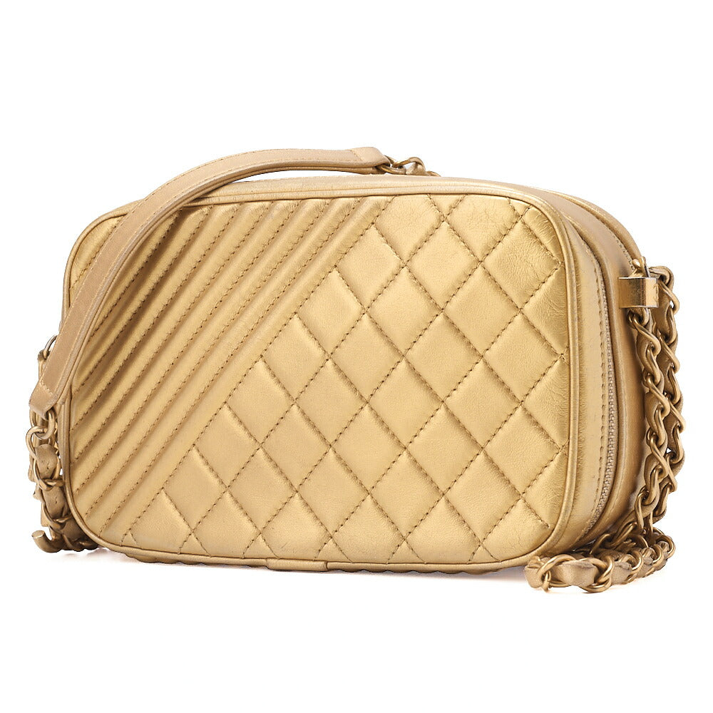 CHANEL Lambskin Cocoboy Camera Bag Chain Shoulder Gold Gold-Tone Hardware, Pre-Owned
