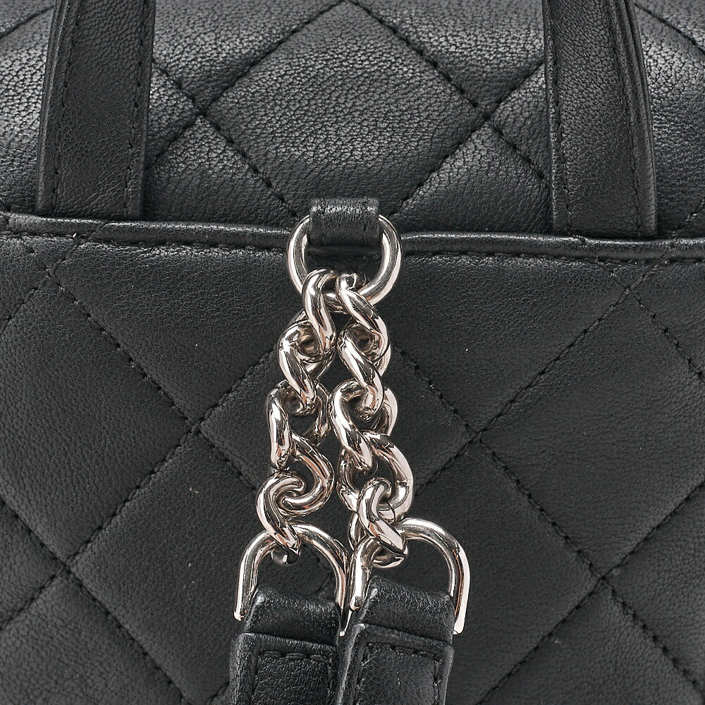 CHANEL Lambskin Matelasse Studd Chain Backpack Black Gold x Silver-Tone Hardware, Pre-Owned