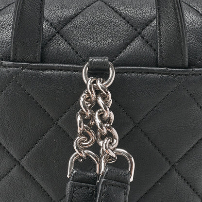 CHANEL Lambskin Matelasse Studd Chain Backpack Black Gold x Silver-Tone Hardware, Pre-Owned