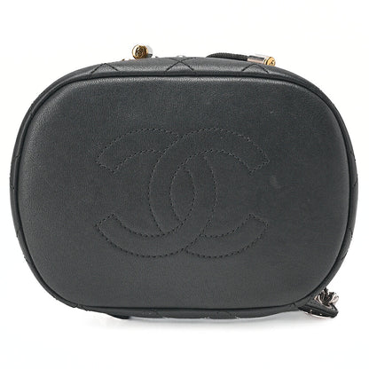 CHANEL Lambskin Matelasse Studd Chain Backpack Black Gold x Silver-Tone Hardware, Pre-Owned
