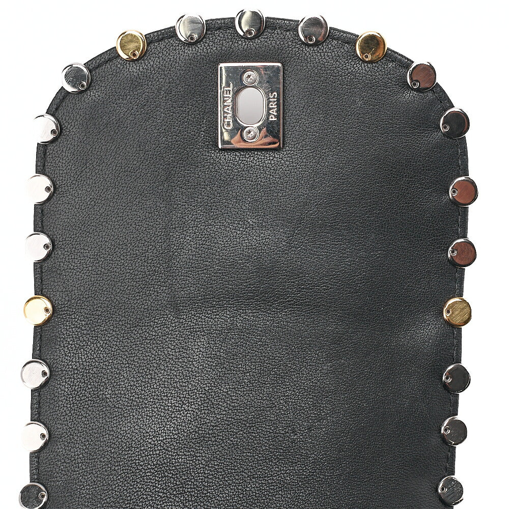CHANEL Lambskin Matelasse Studd Chain Backpack Black Gold x Silver-Tone Hardware, Pre-Owned