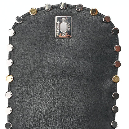 CHANEL Lambskin Matelasse Studd Chain Backpack Black Gold x Silver-Tone Hardware, Pre-Owned