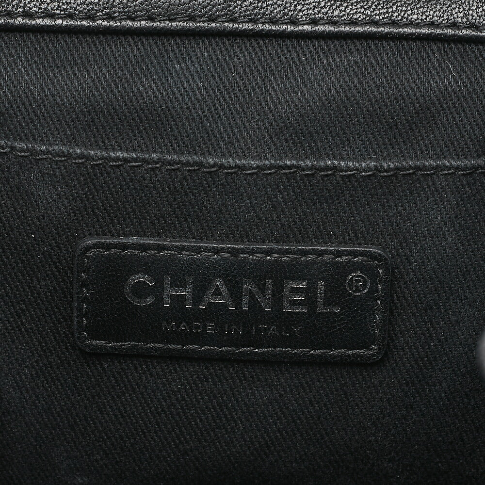 CHANEL Lambskin Matelasse Studd Chain Backpack Black Gold x Silver-Tone Hardware, Pre-Owned