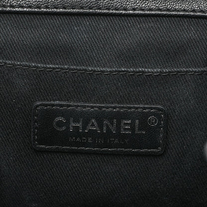 CHANEL Lambskin Matelasse Studd Chain Backpack Black Gold x Silver-Tone Hardware, Pre-Owned