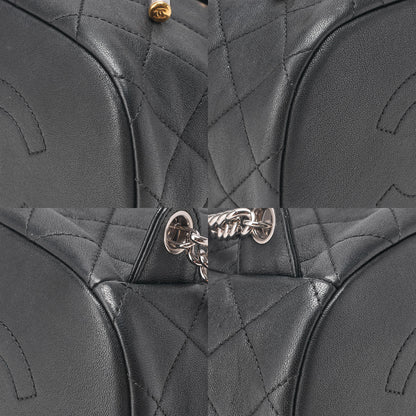 CHANEL Lambskin Matelasse Studd Chain Backpack Black Gold x Silver-Tone Hardware, Pre-Owned