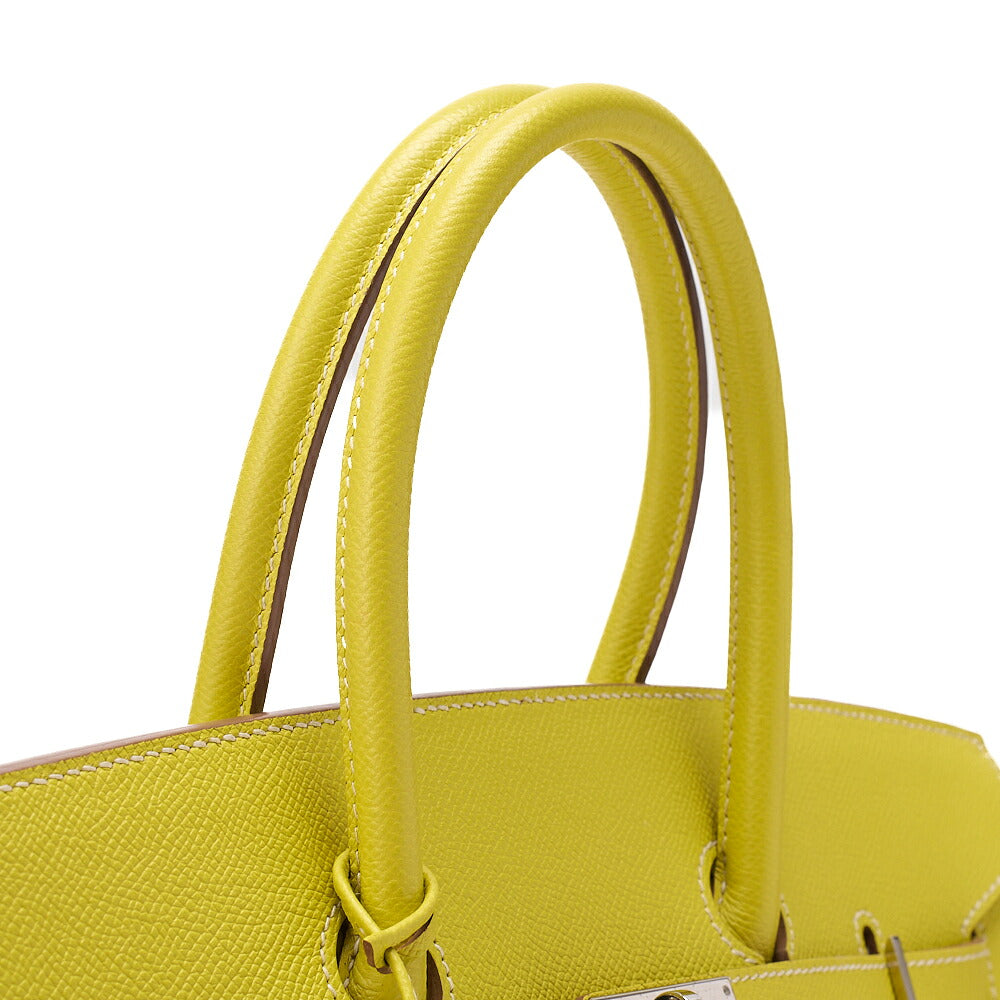 HERMES Birkin 35 Epson Handbag Lime x Gris Parle (Silver -Tone Hardware, Pre-Owned
