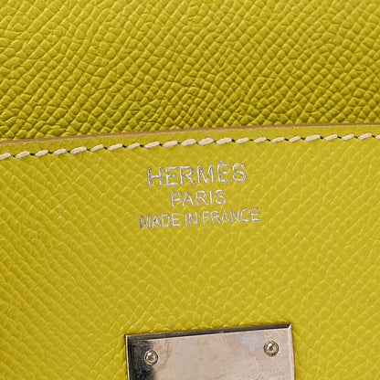 HERMES Birkin 35 Epson Handbag Lime x Gris Parle (Silver -Tone Hardware, Pre-Owned