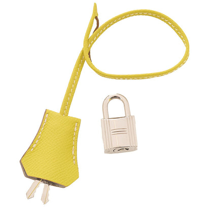 HERMES Birkin 35 Epson Handbag Lime x Gris Parle (Silver -Tone Hardware, Pre-Owned