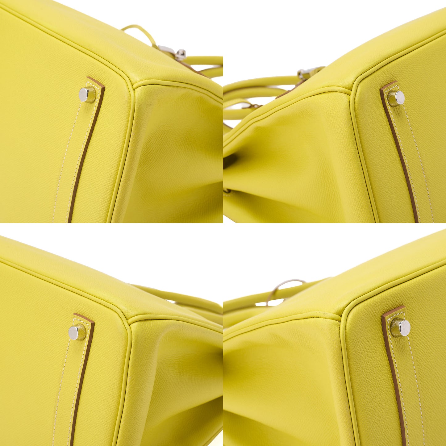 HERMES Birkin 35 Epson Handbag Lime x Gris Parle (Silver -Tone Hardware, Pre-Owned