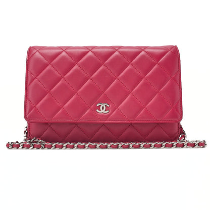 CHANEL Matelasse Chain Wallet Lambskin Red Silver-Tone Hardware, Pre-Owned
