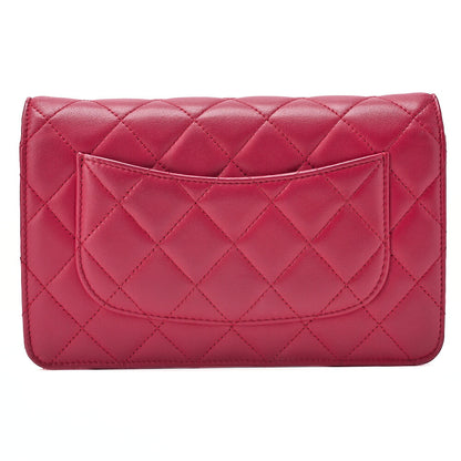 CHANEL Matelasse Chain Wallet Lambskin Red Silver-Tone Hardware, Pre-Owned