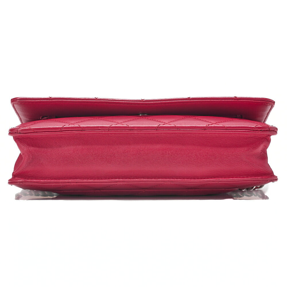CHANEL Matelasse Chain Wallet Lambskin Red Silver-Tone Hardware, Pre-Owned