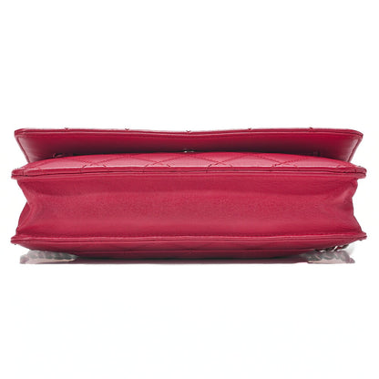 CHANEL Matelasse Chain Wallet Lambskin Red Silver-Tone Hardware, Pre-Owned