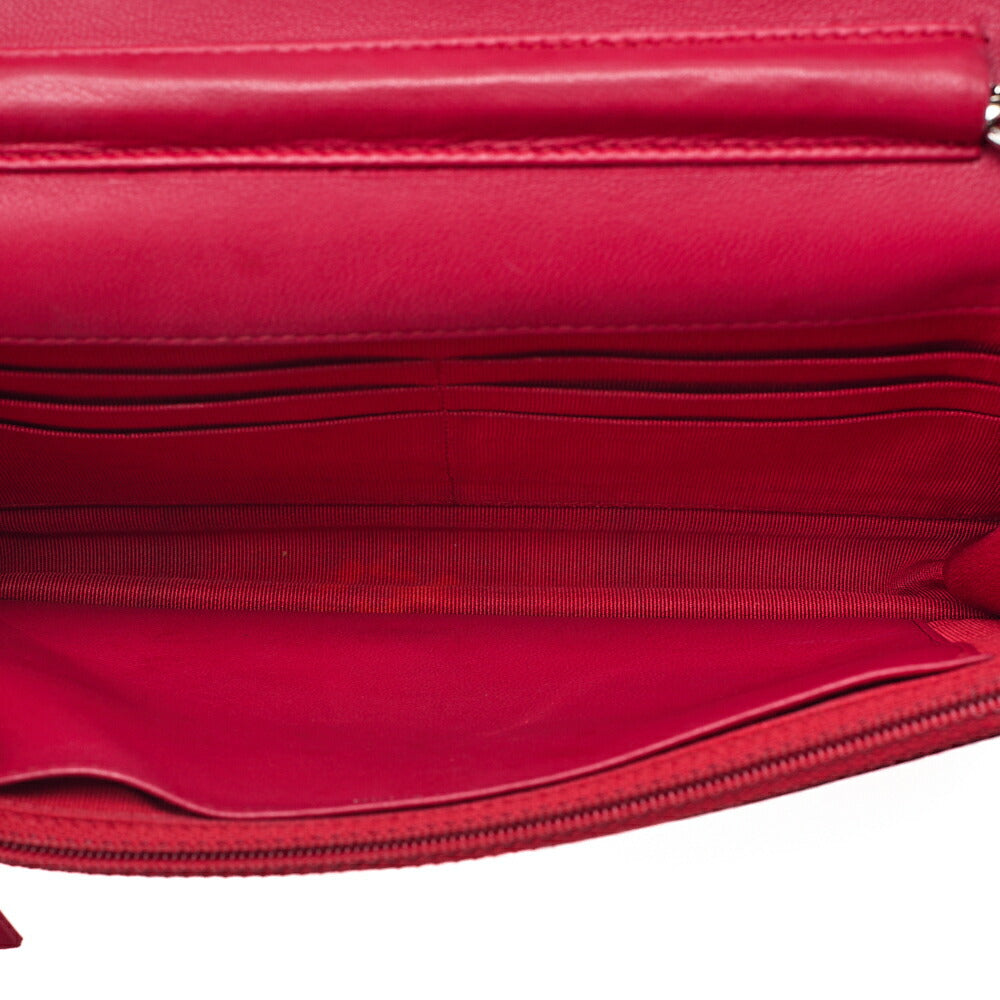 CHANEL Matelasse Chain Wallet Lambskin Red Silver-Tone Hardware, Pre-Owned