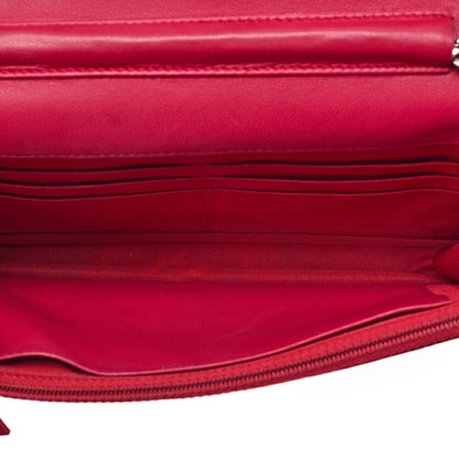 CHANEL Matelasse Chain Wallet Lambskin Red Silver-Tone Hardware, Pre-Owned