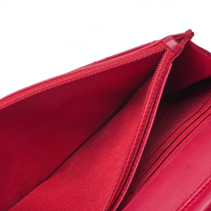 CHANEL Matelasse Chain Wallet Lambskin Red Silver-Tone Hardware, Pre-Owned