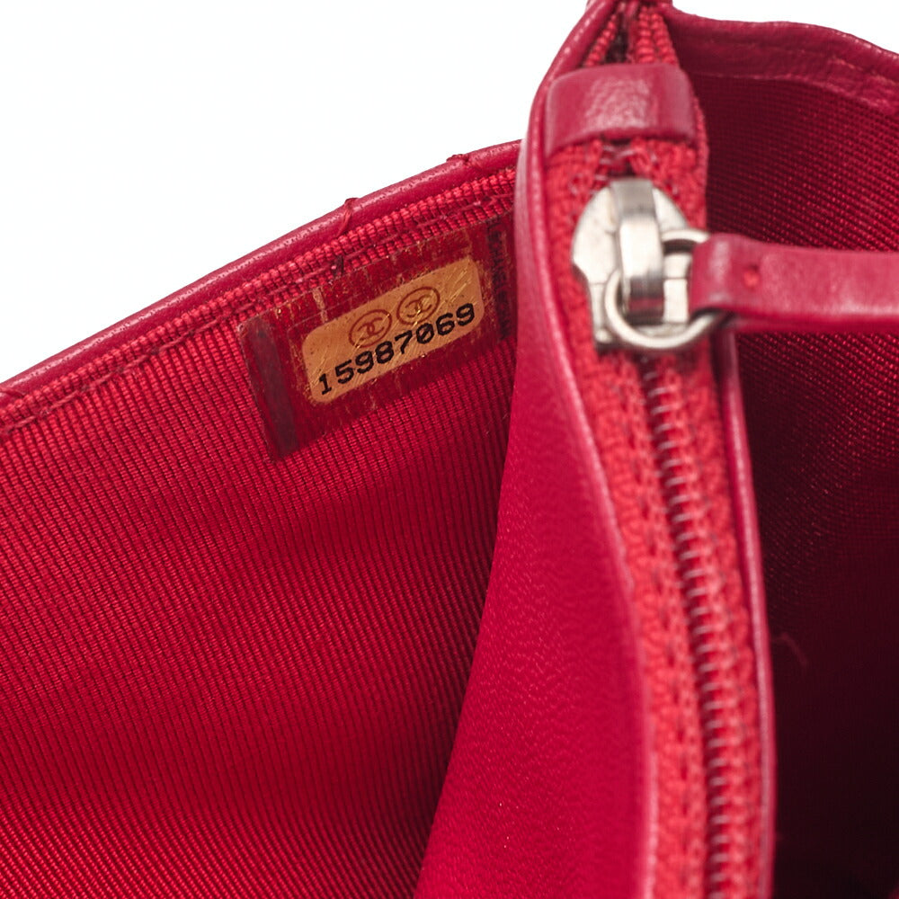 CHANEL Matelasse Chain Wallet Lambskin Red Silver-Tone Hardware, Pre-Owned