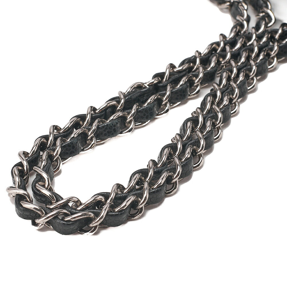 CHANEL Caviar Skin Matelasse Double Flap 25cm Chain Shoulder Black Silver-Tone Hardware, Pre-Owned