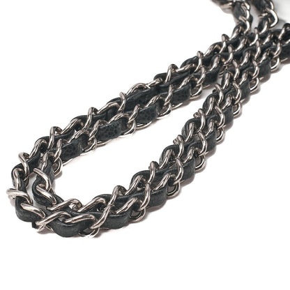 CHANEL Caviar Skin Matelasse Double Flap 25cm Chain Shoulder Black Silver-Tone Hardware, Pre-Owned