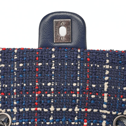 CHANEL Caviar Skin x Tweed Turn Lock Chain Backpack Navy x Multicolor Silver-Tone Hardware, Pre-Owned