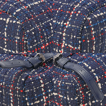 CHANEL Caviar Skin x Tweed Turn Lock Chain Backpack Navy x Multicolor Silver-Tone Hardware, Pre-Owned