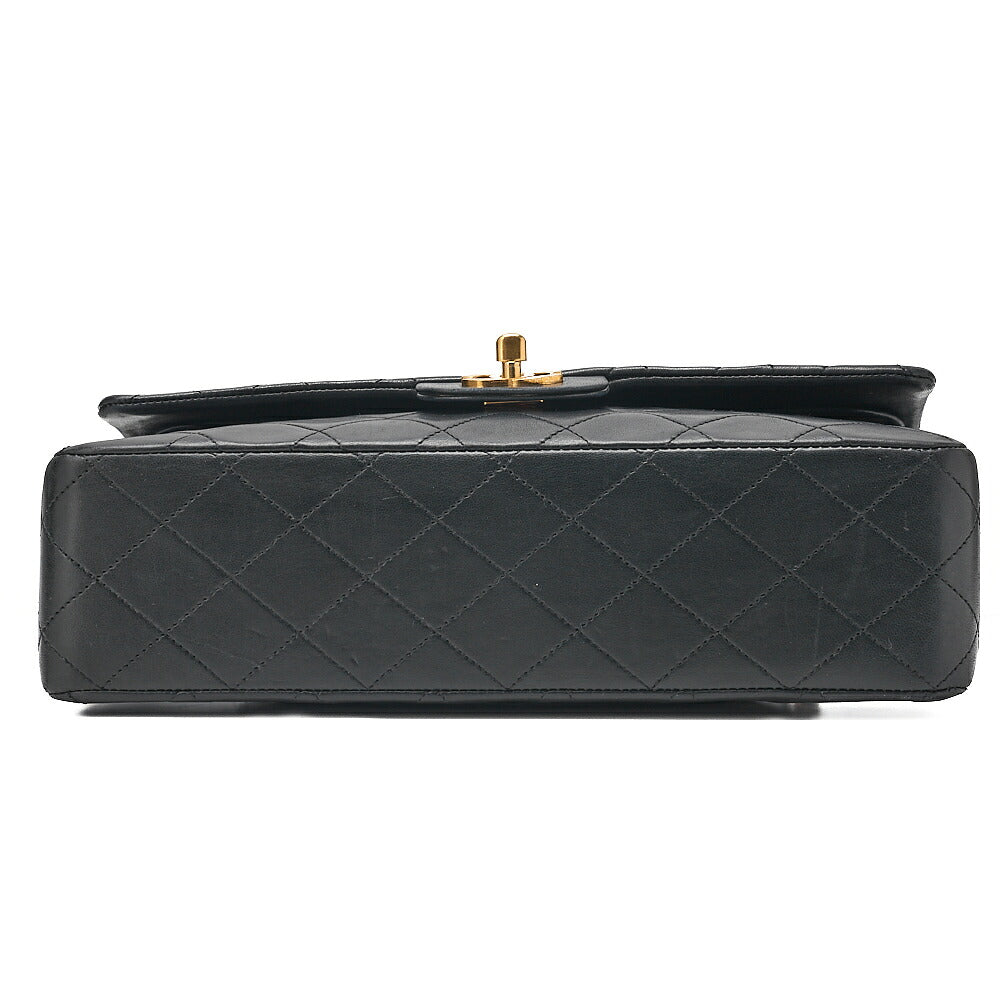 CHANEL Lambskin Matelasse 25cm Double Flap Chain Shoulder Black Gold-Tone Hardware, Pre-Owned