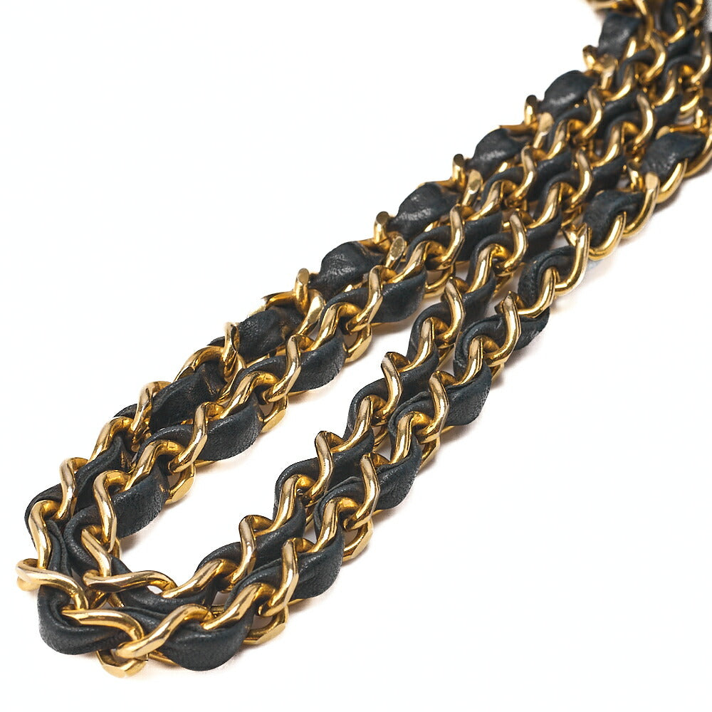 CHANEL Lambskin Matelasse 25cm Double Flap Chain Shoulder Black Gold-Tone Hardware, Pre-Owned