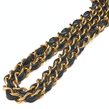 CHANEL Lambskin Matelasse 25cm Double Flap Chain Shoulder Black Gold-Tone Hardware, Pre-Owned