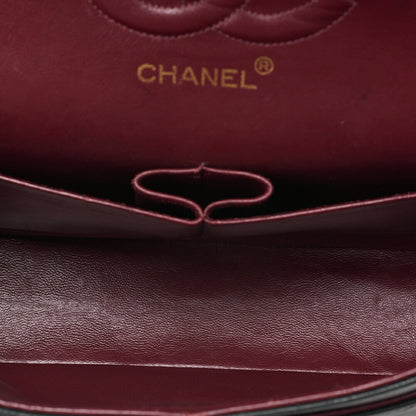 CHANEL Lambskin Matelasse 25cm Double Flap Chain Shoulder Black Gold-Tone Hardware, Pre-Owned