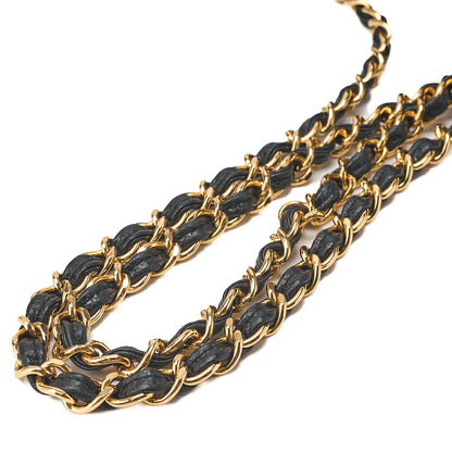 CHANEL Caviar Skin Matelasse Turn Lock Plate Charm Attached Chain Shoulder Black Gold-Tone Hardware, Pre-Owned