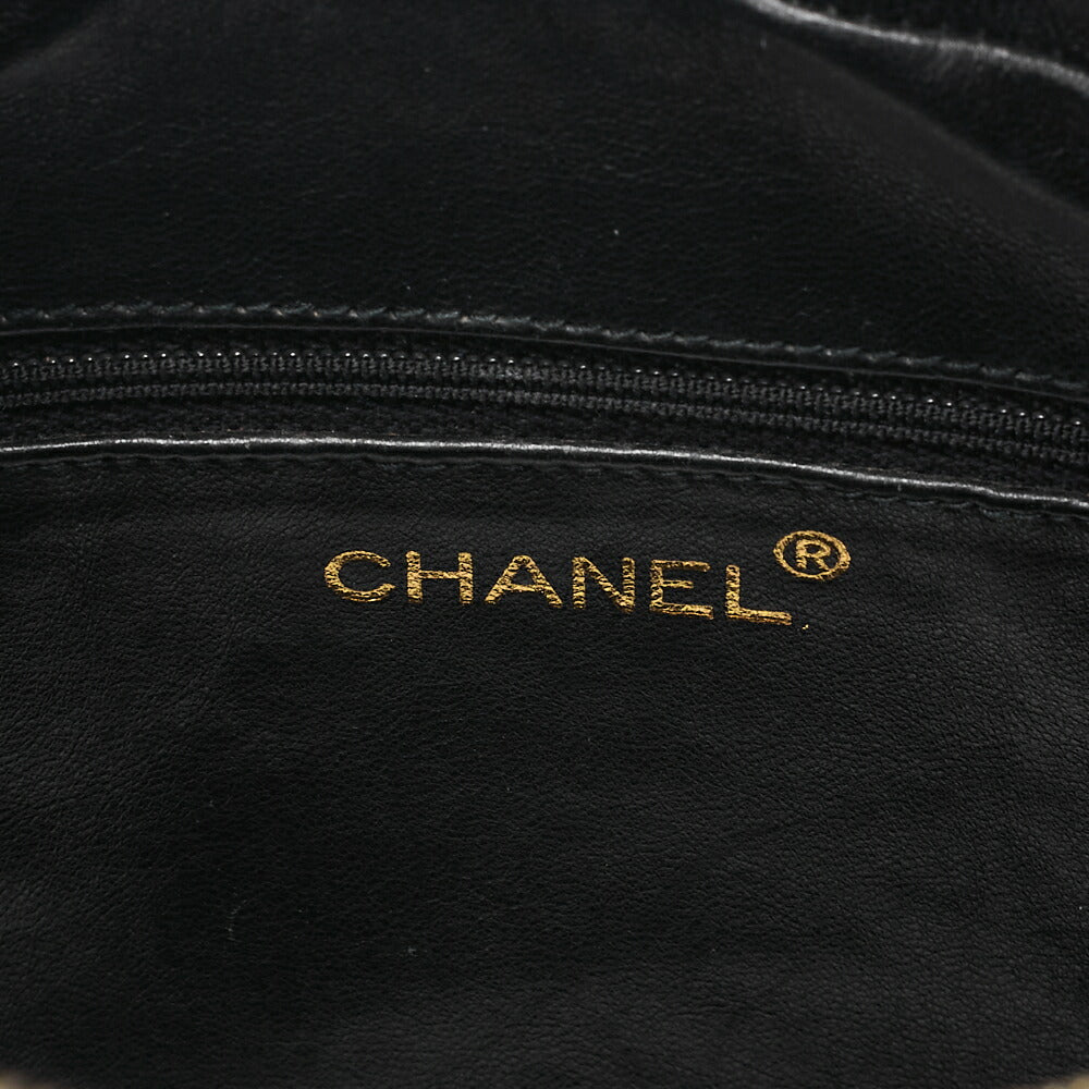 CHANEL Caviar Skin Matelasse Turn Lock Plate Charm Attached Chain Shoulder Black Gold-Tone Hardware, Pre-Owned