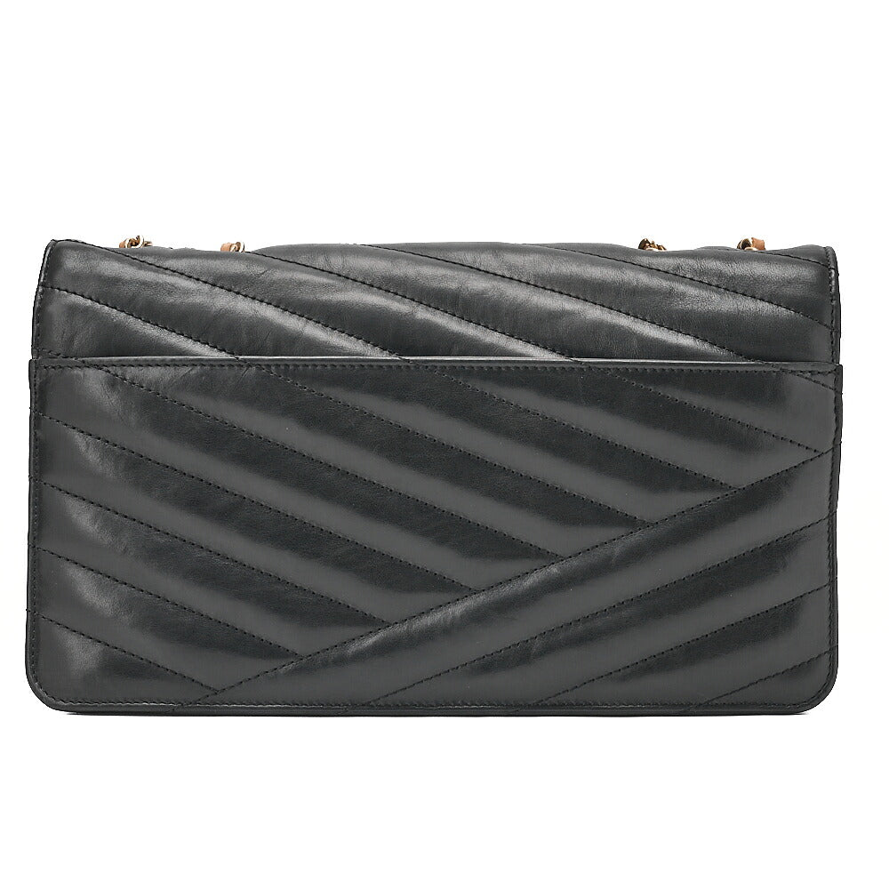 CHANEL Lambskin Bias Stitching 2.55 Turn Lock Chain Shoulder Black x Beige Gold-Tone Hardware, Pre-Owned