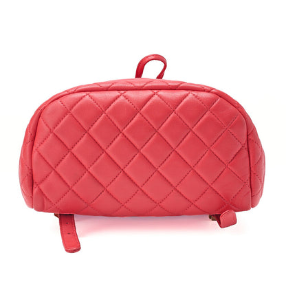 CHANEL Lambskin Matelasse Turn Lock Chain Backpack Rose Pink Gold-Tone Hardware, Pre-Owned
