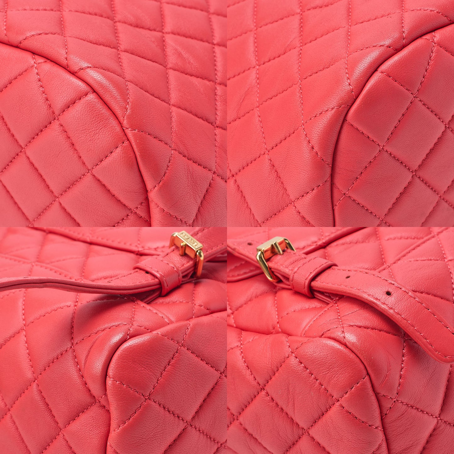 CHANEL Lambskin Matelasse Turn Lock Chain Backpack Rose Pink Gold-Tone Hardware, Pre-Owned