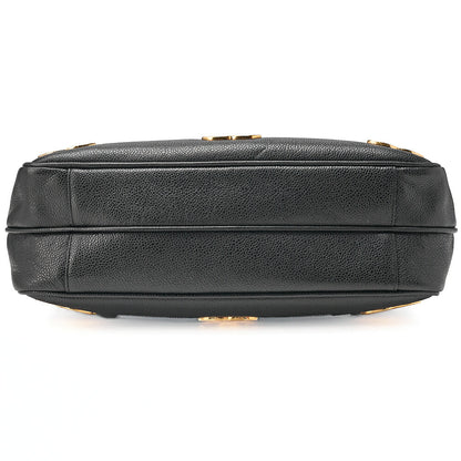 CHANEL Shoulder Bag Ball Charm Triple Coco Double Chain Shoulder Caviar Skin Black Gold-Tone Hardware, Pre-Owned