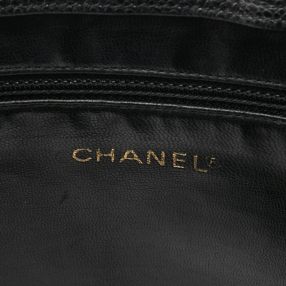 CHANEL Shoulder Bag Ball Charm Triple Coco Double Chain Shoulder Caviar Skin Black Gold-Tone Hardware, Pre-Owned