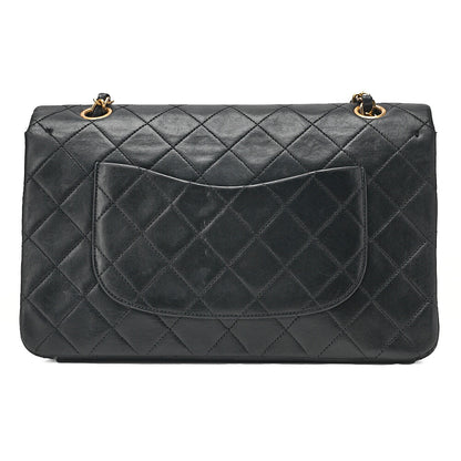 CHANEL Lambskin Matelasse 25cm Double Flap Chain Shoulder Black Gold-Tone Hardware, Pre-Owned