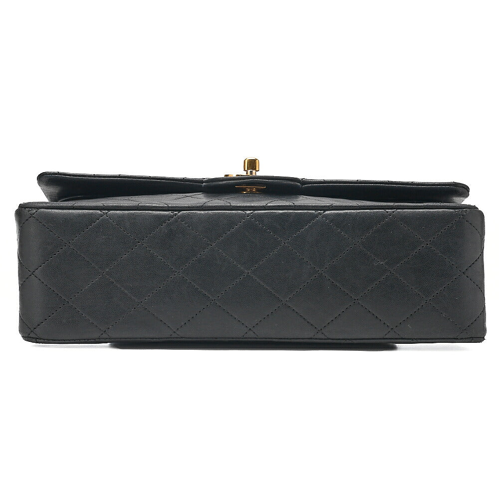 CHANEL Lambskin Matelasse 25cm Double Flap Chain Shoulder Black Gold-Tone Hardware, Pre-Owned