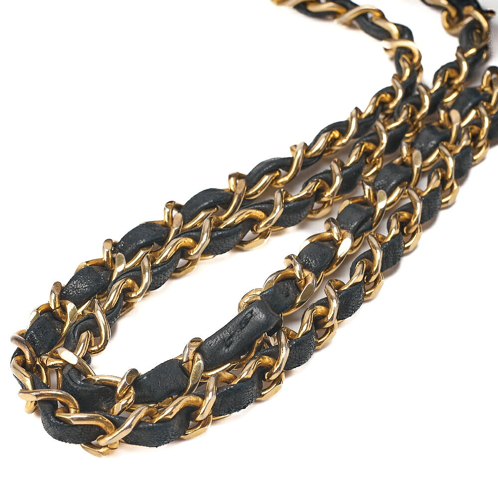 CHANEL Lambskin Matelasse 25cm Double Flap Chain Shoulder Black Gold-Tone Hardware, Pre-Owned