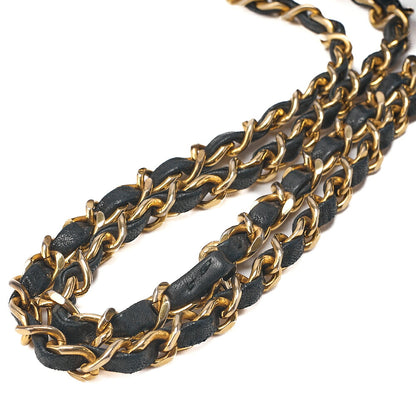CHANEL Lambskin Matelasse 25cm Double Flap Chain Shoulder Black Gold-Tone Hardware, Pre-Owned