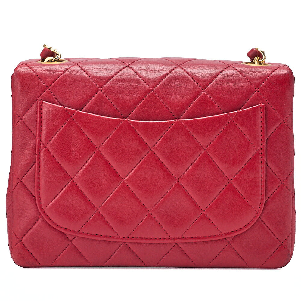 CHANEL Chain Shoulder Bag Minimat Telass? 17cm Lambskin Red Gold-Tone Hardware, Pre-Owned